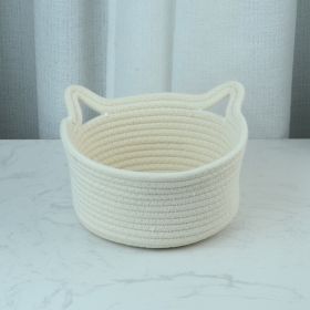 Cat's Ears Desktop Storage Basket Hand Woven Cartoon