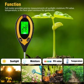 4 In 1 LCD Digital PH Tester Soil Water Moisture Light Temperature Test Meter US