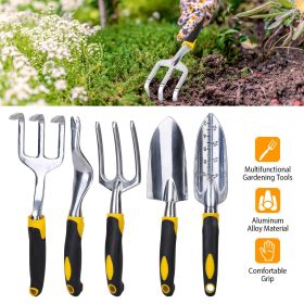 5Pcs Garden Tool Set Heavy Duty Aluminum Gardening Hand Tool Kit